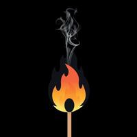 Burning match stick and smoke vector