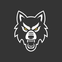 Angry Wolf Head Design with Intense Expression for Logos vector
