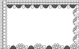 A black and white square frame with a floral design vector