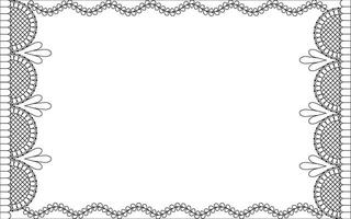 A black and white drawing of a square frame with lace vector