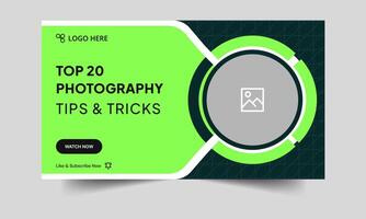 Everyday photography techniques cover banner design, editable camera photography thumbnail banner design, fully editable eps 10 file format vector