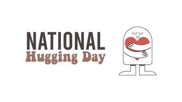 National Hugging Day.Celebrated on January 21.Horizontal Text banner on white background.Great for poster,website.Happy Hug day greeting card. vector