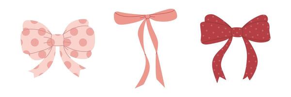 Collection of coquette pink ribbon bows vector