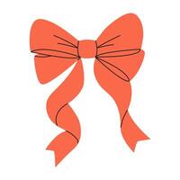 Elegant ribbon bow in hand-drawn style vector