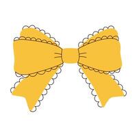 Elegant yellow ribbon bow in hand-drawn style vector