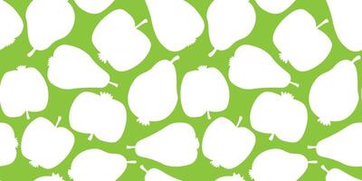 Seamless pattern with apple and pear silhouettes. Fruit monochrome abstract print. vector