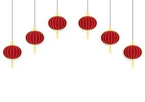Happy Chinese new year 2025. Chinese new year banner with circle for show product. Greeting card. China frame with lantern on red background. vector