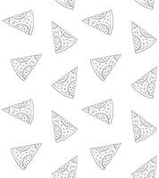 Seamless pattern of sketch pizza slice vector