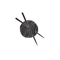 Knitting threads and needle vector