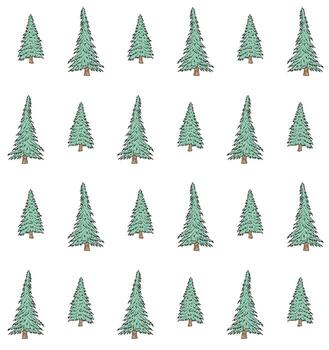 Seamless pattern of sketch spruce tree vector