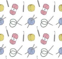 Seamless pattern of knit thread and needle vector