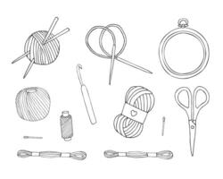 Bundle of different sketch threads vector