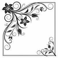 A black and white floral design with a square frame vector