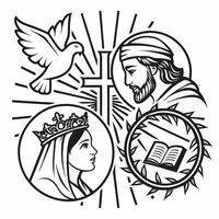 The holy trinity, with the virgin mary and the dove vector