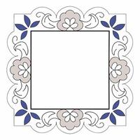 A square frame with blue flowers and leaves vector