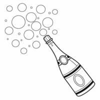 Champagne bottle coloring pages vector