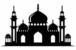 A silhouette of a mosque with two minarets vector