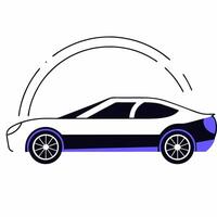 A car is shown in a flat style with a circle around it vector