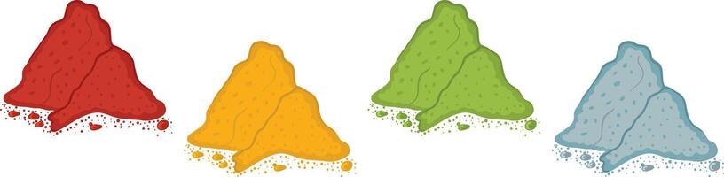 Piles of Indian spices powders in different colors vector