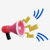 3D Yellow Megaphone Icon with Lightning Bolts for Alerts and Announcements vector