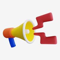 3D Yellow Megaphone with Red Lightning Bolts vector