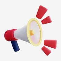 3D Red and White Megaphone with Alert Symbols vector