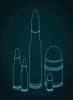 Bullets of various NATO calibers illustration vector