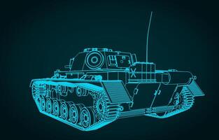 WW II medium tank sketch vector