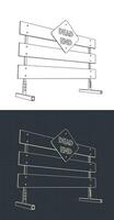 Dead end and traffic barrier blueprints vector