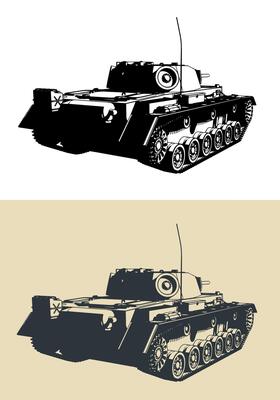 Medium tank from World War II illustrations