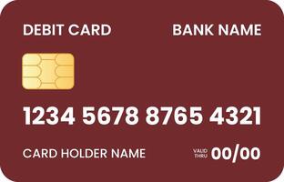 Red Debit Card for International Payment While Traveling vector