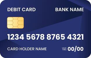 Abstract Blue Gradient Debit Card for International Payment While Traveling vector