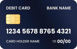 Dark Blue Gradient Debit Card for International Payment While Traveling vector