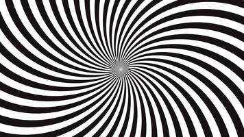 Abstract black and white spiral optical illusion with concentric circular patterns creating a dynamic visual effect. Seamless loop 4k video