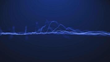 Abstract visualization of blue waveforms on a deep blue background, representing data streams or technological processes in a futuristic style. video