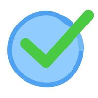 Check mark in check box flat style icon for apps and websites. vector