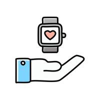 hand with smart watch icon. Modern flat design style icon. vector