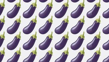 Seamless pattern with purple eggplants on white background. vector