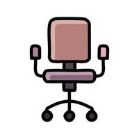 office chair icon over white background, line and fill style, illustration vector