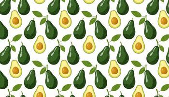 Avocado seamless pattern on white background. illustration. Avocado pattern. vector