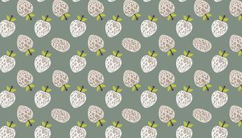 Seamless pattern with hand drawn cherimoyas. Custard apples illustration for your design. vector