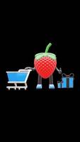 3D Strawberry Fruit Character With Shopping Cart And Gift Boxes Suitable For Online Shopping And Retail Concepts. Transparent Background. Alpha Background. Looping Animation. video