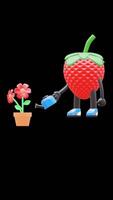 3D Strawberry Fruit Character Watering A Flower Pot Suitable For Gardening And Eco Friendly Concepts. Transparent Background. Alpha Background. Looping Animation. video