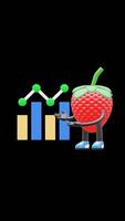 3D Strawberry Fruit Character Explaining Business Chart Suitable For Financial Presentations And Business Planning Concepts. Transparent Background. Alpha Background. Looping Animation. video