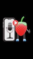 3D Strawberry Fruit Character Showing Podcast Application Suitable For Digital Media And Broadcasting Concepts. Transparent Background. Alpha Background. Looping Animation. video