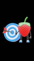 3D Cute Basketball Character Pointing At Bullseye Target For Goals And Achievements Suitable For Business Motivation And Success Presentations. Transparent Background. Looping Animation. video