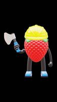 3D Strawberry Fruit Character Holding An Axe Suitable For Construction And Lumberjack Themes. Transparent Background. Alpha Background. Looping Animation. video