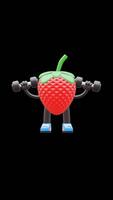3D Strawberry Fruit Character Holding Dumbbells Suitable For Fitness And Workout Themes. Transparent Background. Alpha Background. Looping Animation. video