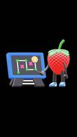 3d morango fruta personagem explicando o negócio estratégia em quadro-negro adequado para o negócio apresentação e educacional contente. transparente fundo. alfa fundo. looping animação. video