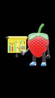 3d morango fruta personagem fazendo apresentação com Barra gráfico mostrando crescimento adequado para o negócio e finança conceitos. transparente fundo. alfa fundo. looping animação. video